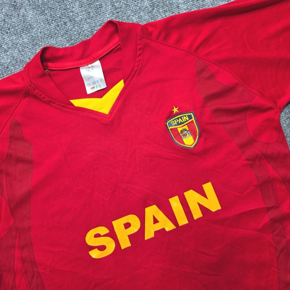 Spain National Team Soccer Jersey Mens Medium Red Yellow V-Neck Number 10 Shirt